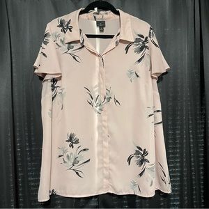 Floral Print Flutter Sleeve Blouse